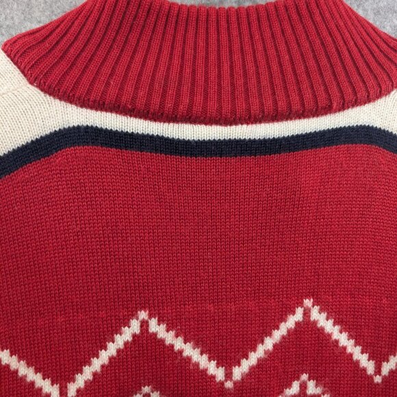 Dale of Norway Red White Sweater 1/4 Zip Up Neck Wool Knit Men's XL - Picture 5 of 9